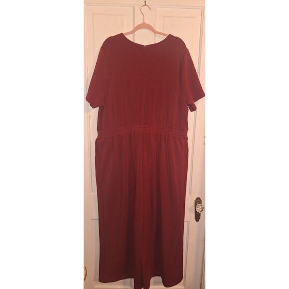 Lane Bryant Women's‎ Maroon Plus Size 26/28 Wideleg Jumper Jumpsuit Pockets - Picture 3 of 6
